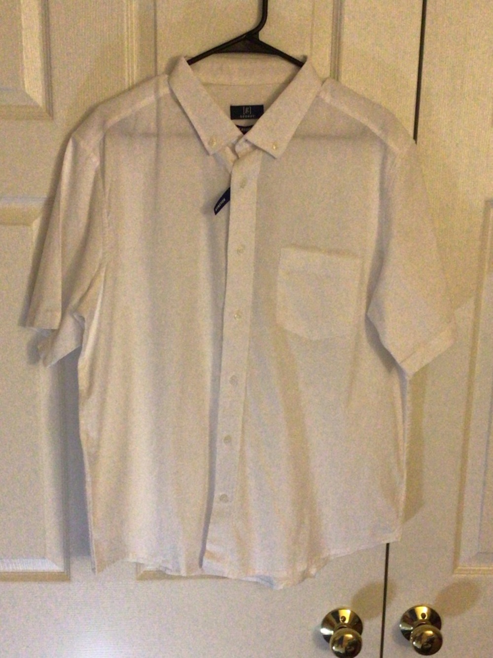 George Men's White Short-Sleeve Button-Down Shirt Classic Fit w/stretch NWT